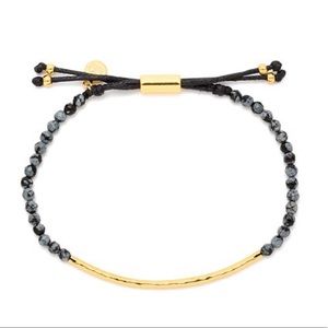 Gorjana snowflake obsidian gold beaded bracelet